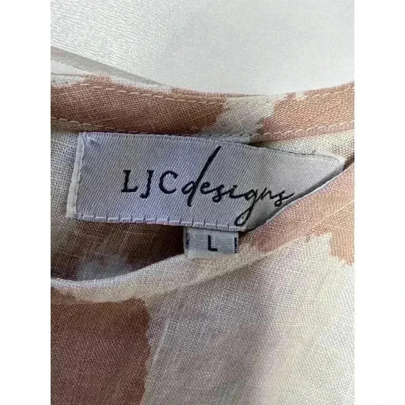 LJC Designs Annie Dress Womens Large 100% Linen Animal Print Sleeveless 1310 - Picture 3 of 4